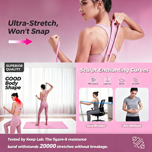 Resistance Bands - Silicone Figure 8 Exercise Bands for Women